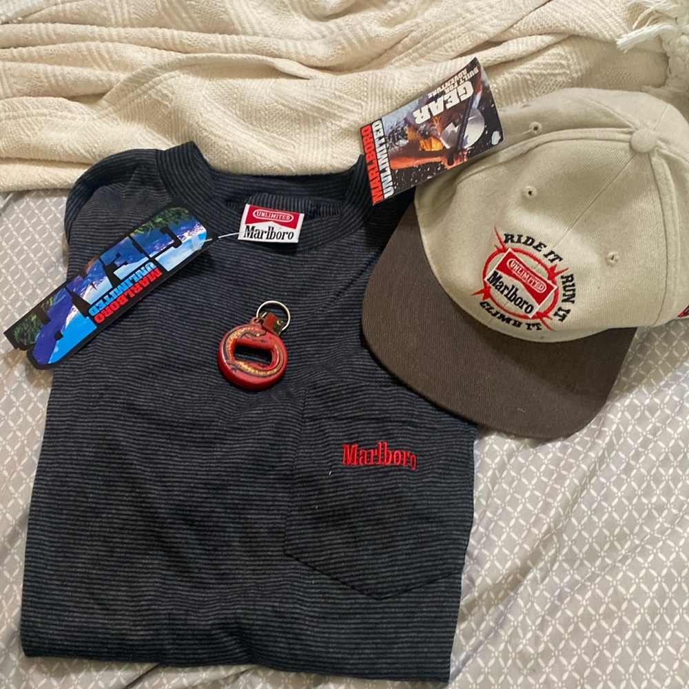 Marlboro hat, shirt keychain beverage opener